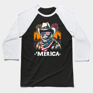 USA 'Merica Sasquatch Bigfoot 4th of July Fireworks Funny Patriotic Baseball T-Shirt